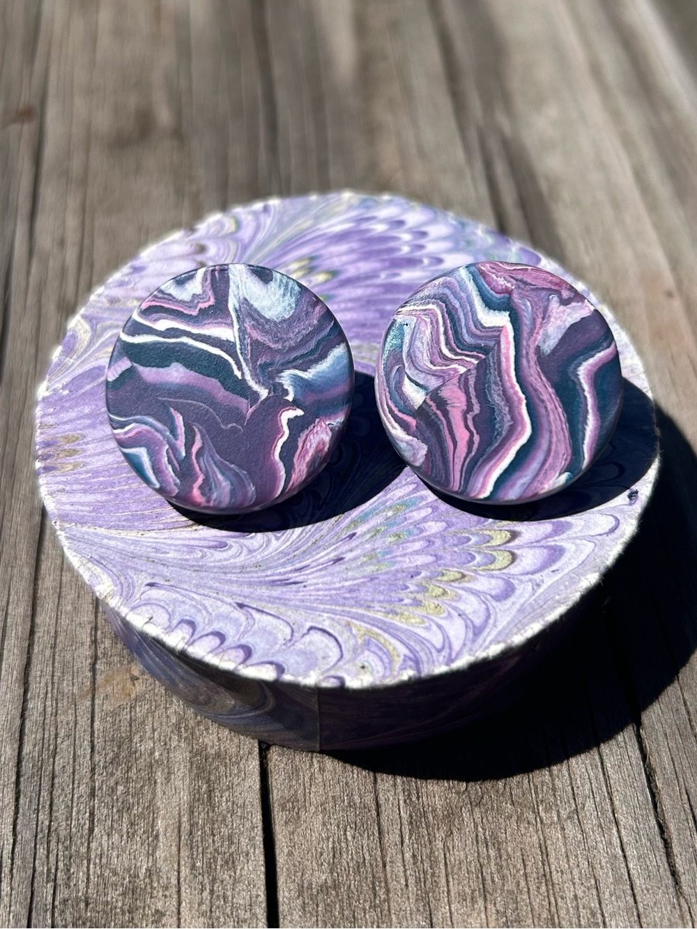 Marbled Statement Stud Earrings + Il Papiro Firenze Florentine Paper Box